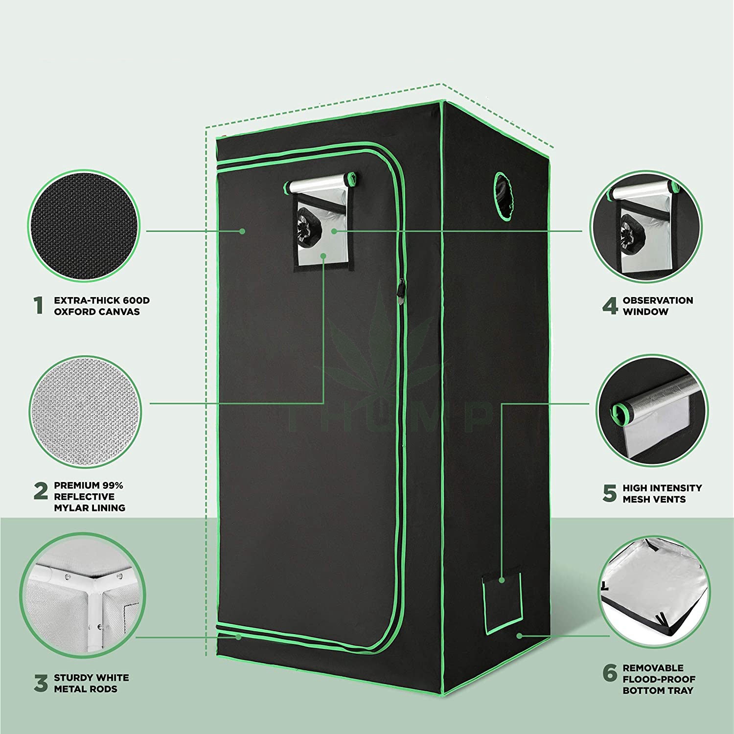 Indoor Best 600D 2IN1 Grow Tent for Hydroponics